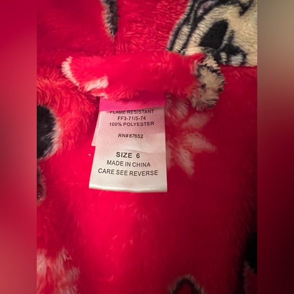 Disney brand Minnie Mouse warm red fuzzy soft pj bath robe - Picture 2 of 5